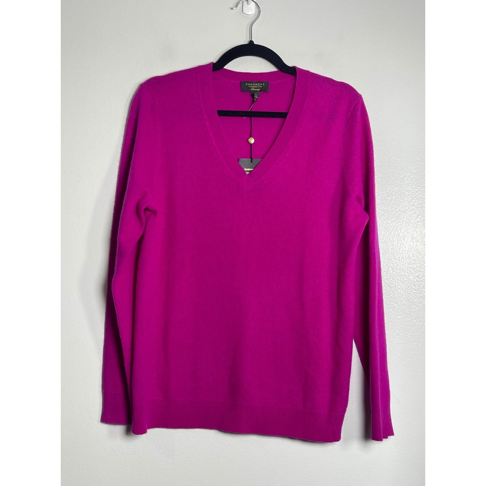 CHARTER CLUB Luxury Pink Cashmere V-Neck Sweater Large NEW Quiet Luxury Casual